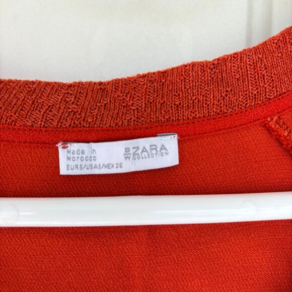 Zara Rust Orange Textured Top - Picture 2 of 3